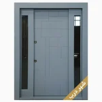 لابی تک لنگه طوسی با شیشه هایی در دو طرف